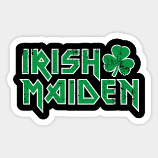 Irish Maiden paddy day cailín rocker metalhead Sticker